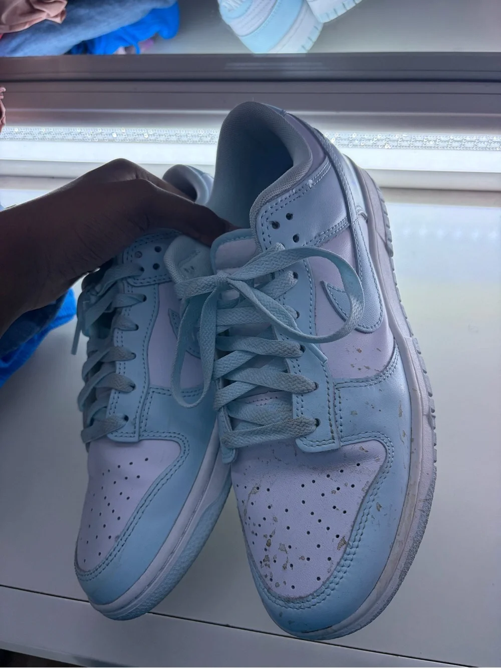 Nike Women's Low-Top Sneakers in Light Blue and White
